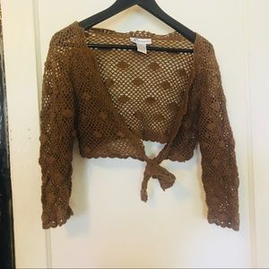 Dress Barn Large Brown Crochet Cardigns.